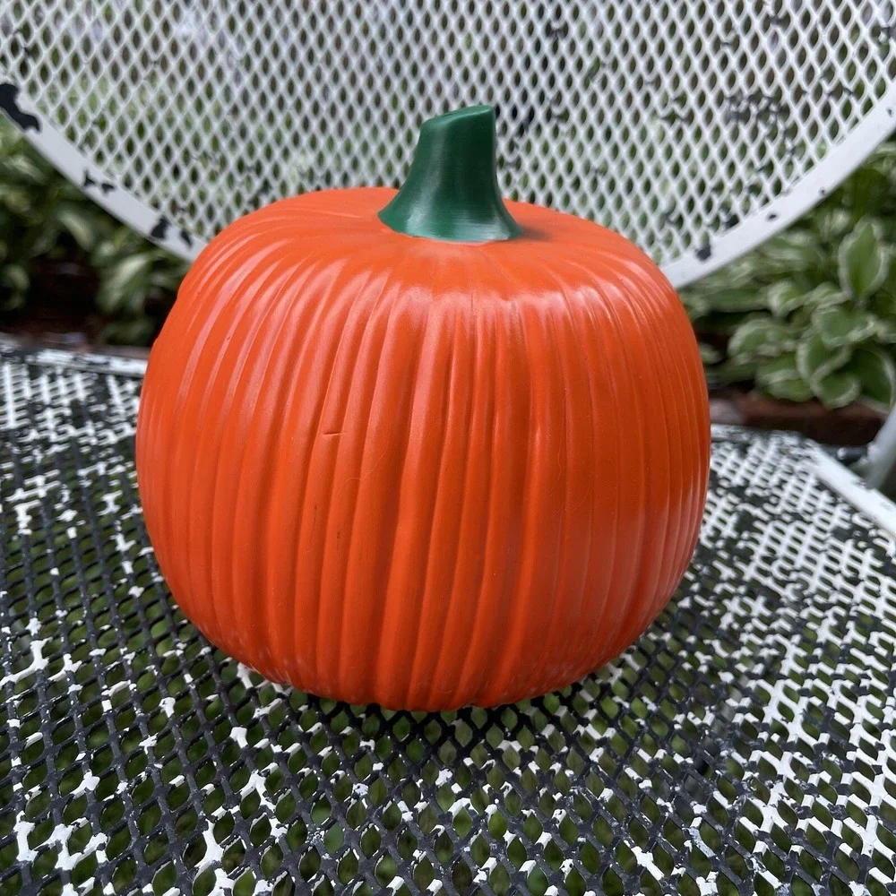 Vintage Halloween Ceramic Glazed Jack O Lantern‎ Light - Candle Cover Orange